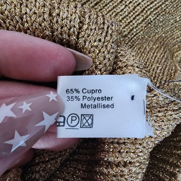 Luisa Spagnoli Gold Metallic Knit Full Zip Jacket | Women's Small - Picture 14 of 14